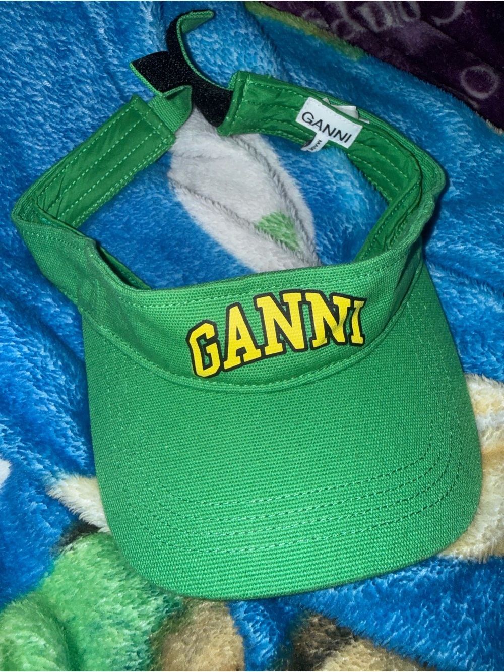 Ganni Green Visor with Yellow Logo